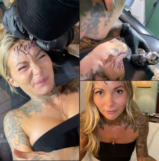 Woman defends decision to tattoo boyfriend’s name on forehead, says it’s an expression of love